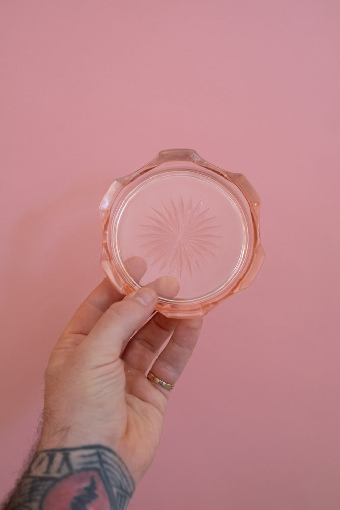 Vintage Pink Glass Ashtray
