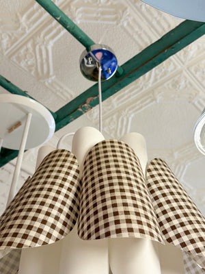 Vintage Gingham 1970's Plastic Pendant Light