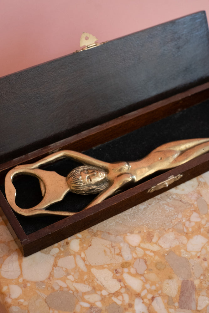 Vintage Brass Lady Bottle Opener