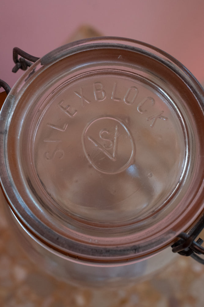 Vintage Silex Block Glass Cookies Jar