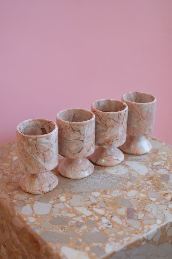 Vintage Pink Marble Shot Glasses