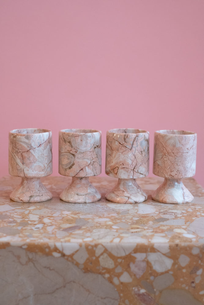 Vintage Pink Marble Shot Glasses