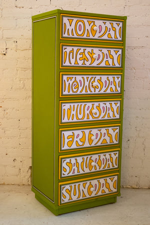 1970's Drexel 'Plus One' Green Lingerie Chest (Days of the Week)