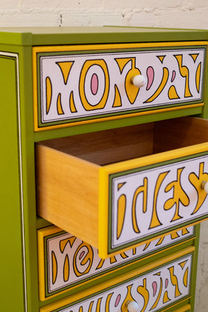 1970's Drexel 'Plus One' Green Lingerie Chest (Days of the Week)