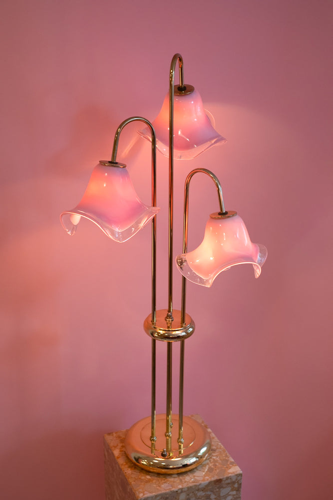 Vetri Murano Pink Floral Table Lamp