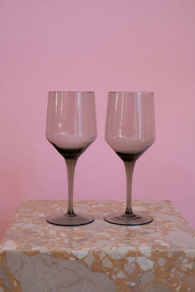 Smoked glass wine glasses