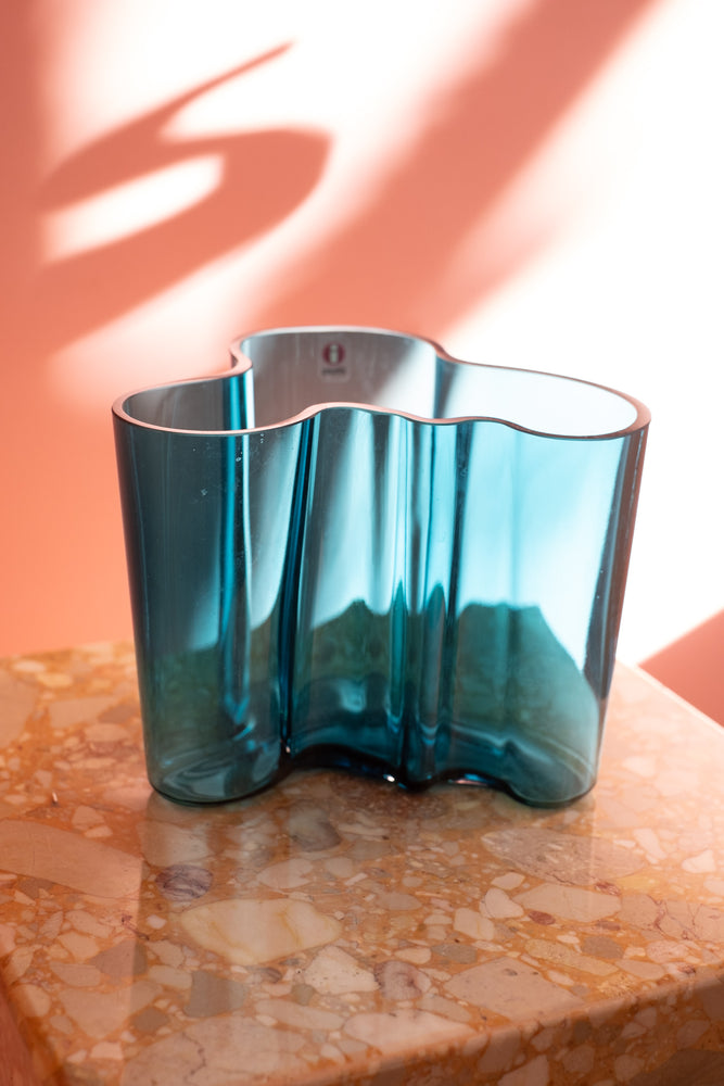 iittala Alvar Aalto Savoy Glass Teal Vase