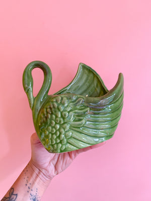 Vintage Ceramic Swan Planter