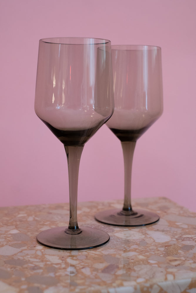 Smoked glass wine glasses