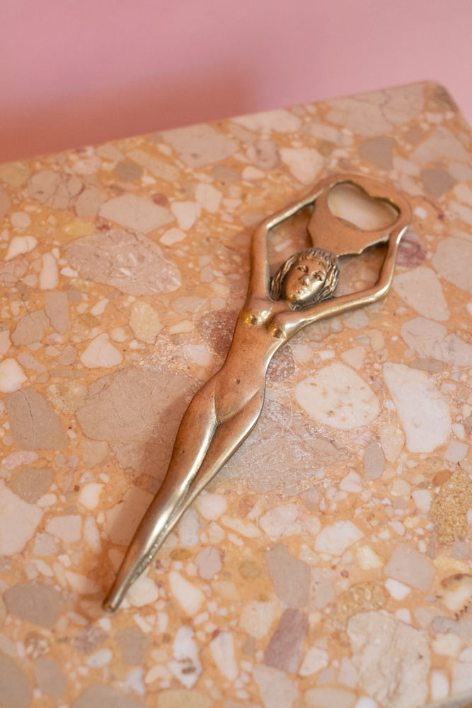 Vintage Brass Lady Bottle Opener