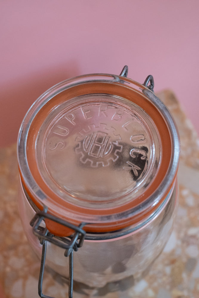 Vintage Super Lock Glass Crackers Jar