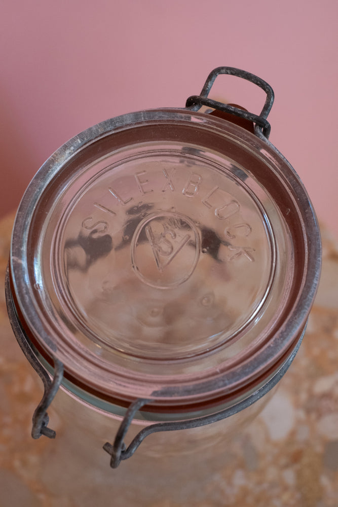 Vintage Silex Block Glass Rice Jar