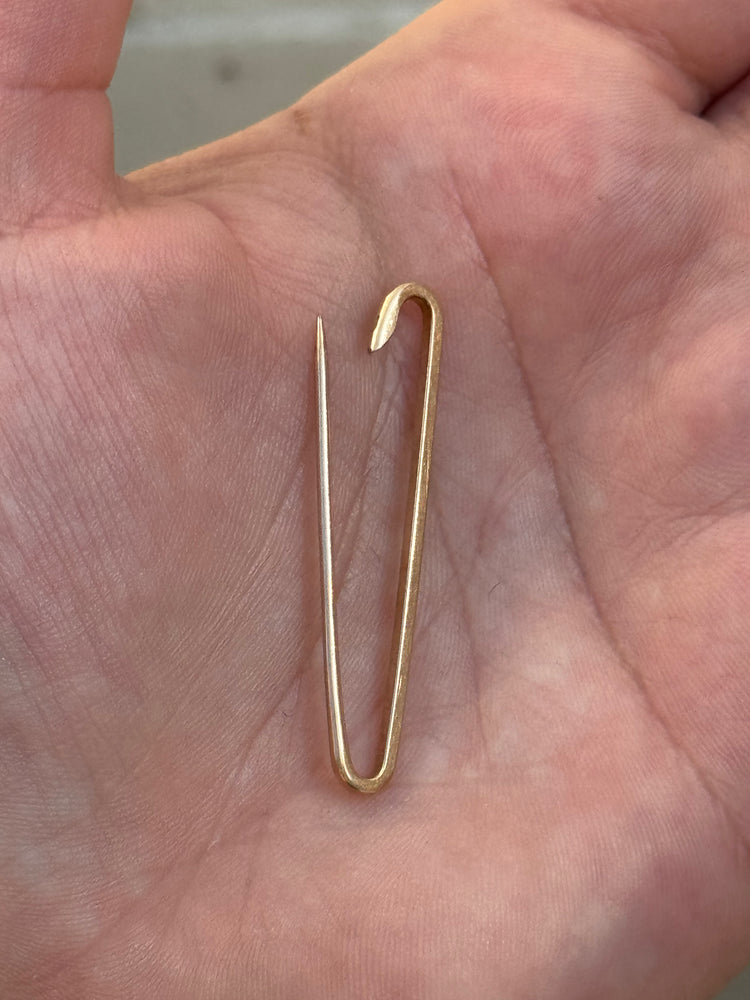 Vintage Solid 10k Gold Safety Pin Charm Holder