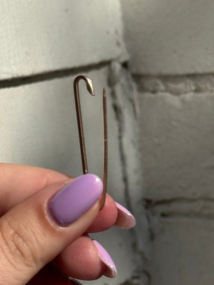 Vintage Solid 10k Gold Safety Pin Charm Holder