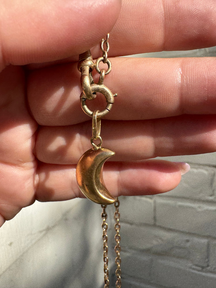 Vintage Solid 18k Gold Puffy Moon Charm