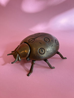 Vintage Lady Bug Brass Ashtray