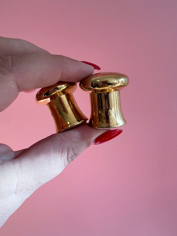 Vintage Gold Plated Mushroom Salt and Pepper