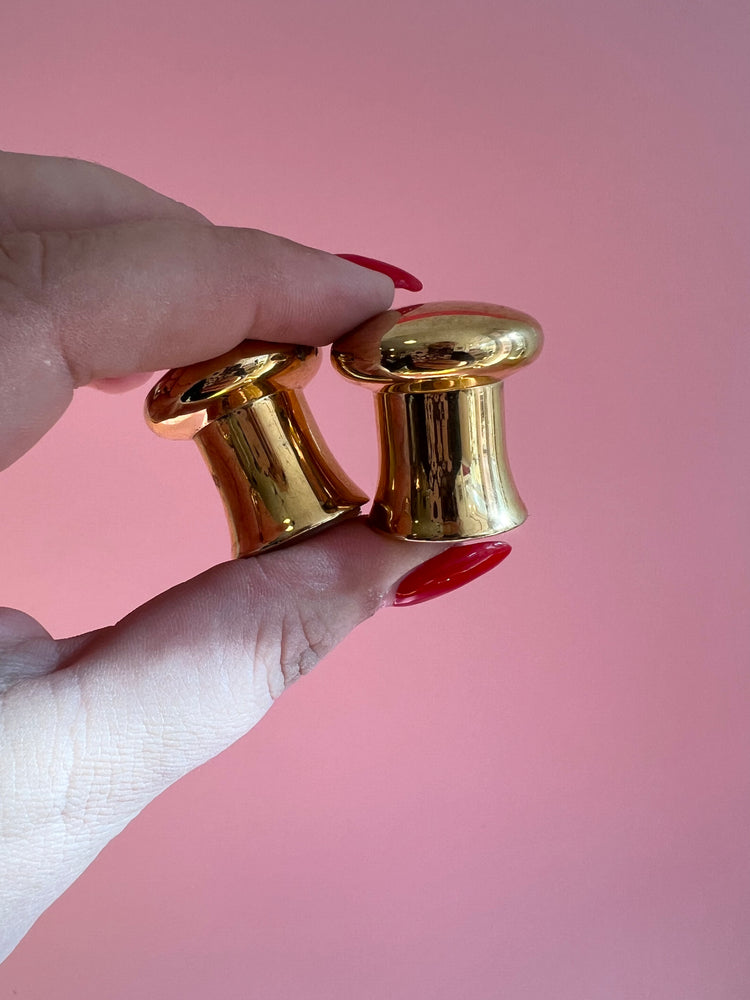 Vintage Gold Plated Mushroom Salt and Pepper