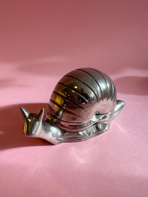 Vintage E.P. Zinc Alloy Silver Plated Snail Trinket Box