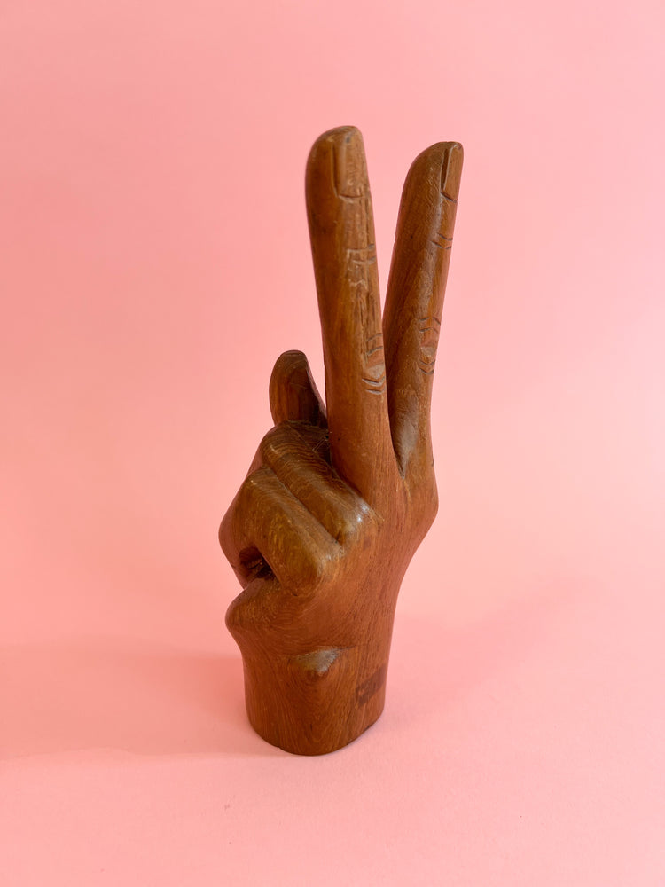 Vintage Wood “Peace” Hand