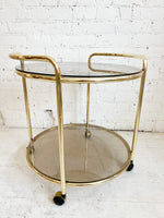 Vintage Smoked Glass and Brass Bar