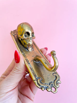 Vintage Brass Skull Hook