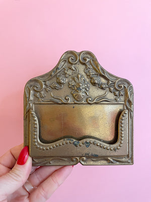 Vintage Desktop Brass Card Holder