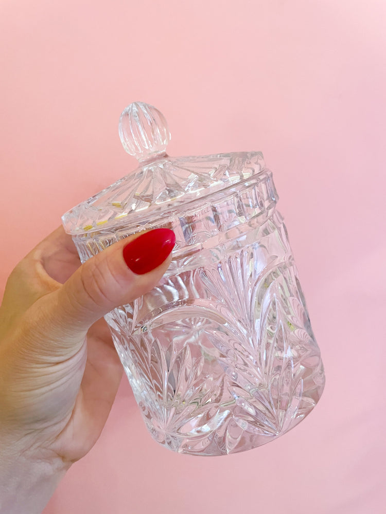 Vintage Crystal Stash Jar with Lid