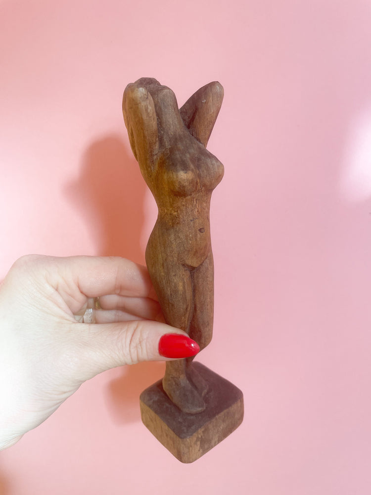 Vintage Wooden Women Statue