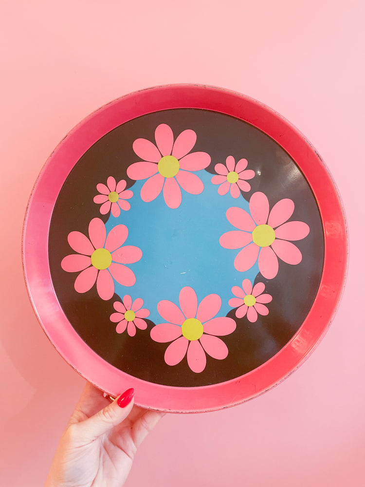 Vintage 70's Flower Power Tray