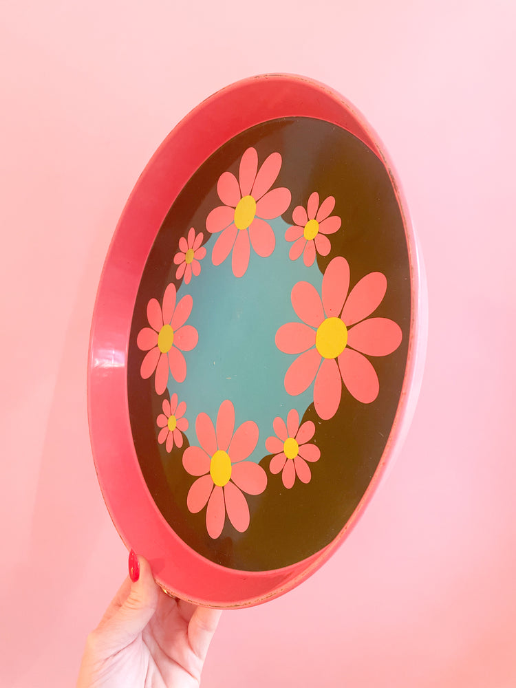 Vintage 70's Flower Power Tray