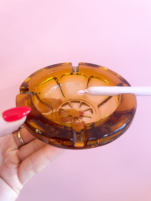 Vintage Amber Glass Ashtray