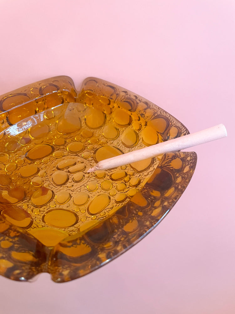 Vintage Amber Glass Bubble Ashtray