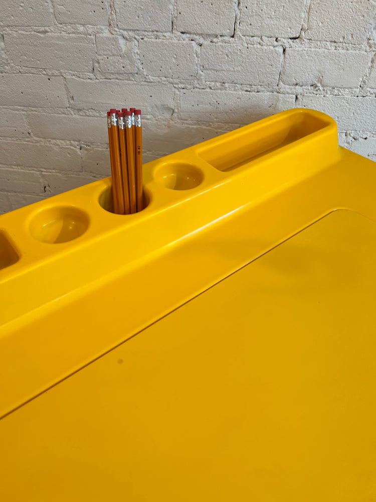 Vintage 1970's Space Age Molded Yellow Plastic and Tubular Desk