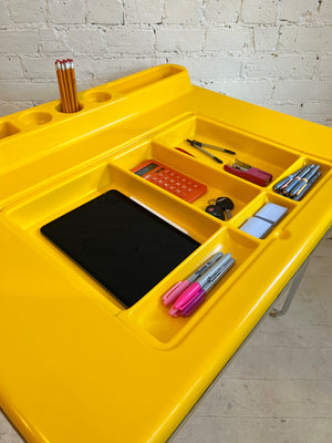 Vintage 1970's Space Age Molded Yellow Plastic and Tubular Desk