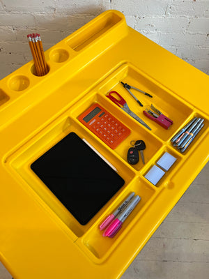 Vintage 1970's Space Age Molded Yellow Plastic and Tubular Desk