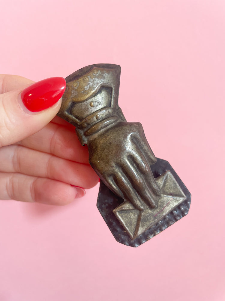 Vintage Brass Hand Clip with Envelope
