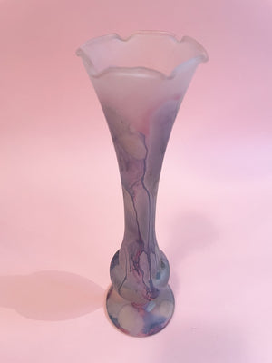 Vintage Hand Painted Frosted Glass Vase