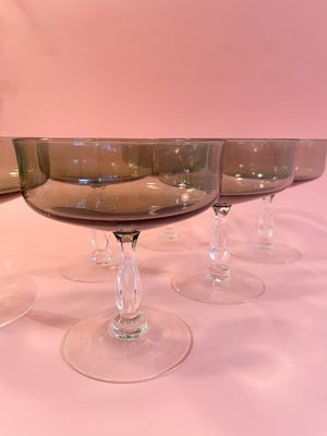 Vintage Smoked Glass Coupes