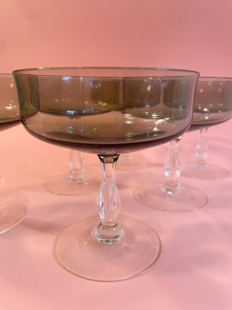 Vintage Smoked Glass Coupes