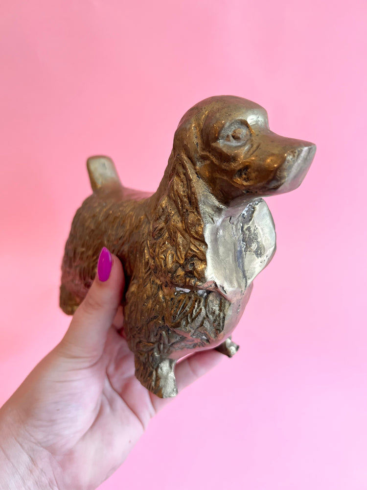 Vintage Brass Cocker Spaniel Dog Figurine