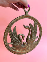 Vintage Brass Swan Wall Hanging