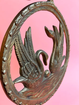 Vintage Brass Swan Wall Hanging