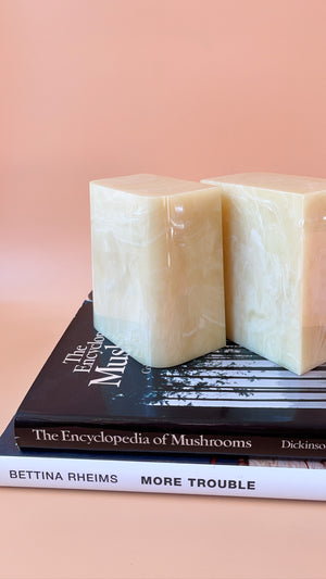 Vintage Yellow Alabaster Bookends