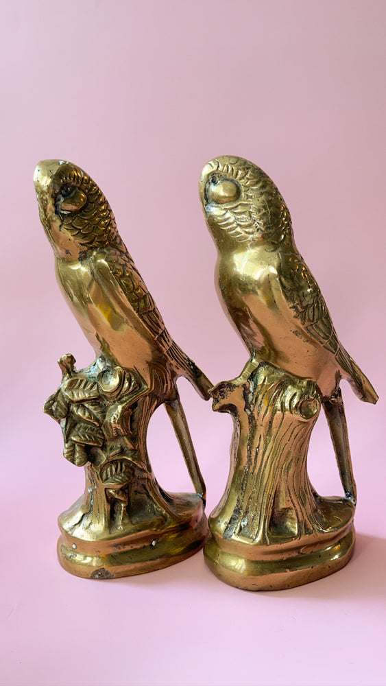 Brass Parrot Bookends