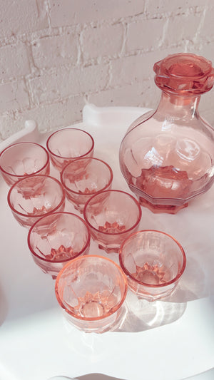Vintage Depression Glass Decanter and Glass Set