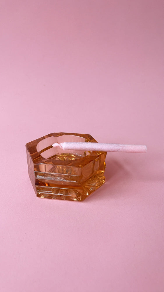 Vintage Hexagon Glass Ashtray