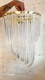 Vintage Regency Lucite Cascading Ribbon Chandelier Ceiling Pendant