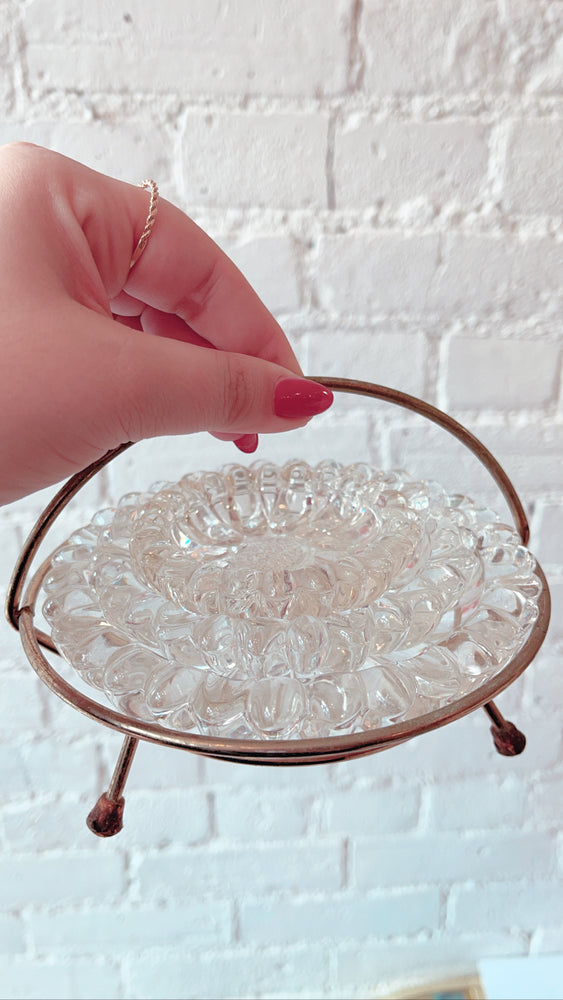 Vintage Hazel Atlas Nesting Crystal Ashtrays with Stand