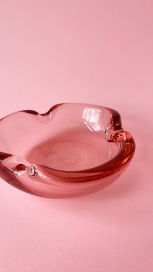 Vintage Pink Art Glass Ashtray
